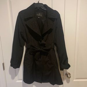 Black leopard trench coat